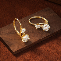 Boucles d'oreilles clips rondes tendance de 6,5 mm et 4,0 mm, couleur D, VVS1, double moissanite, avec certification GRA – Meilleures ventes