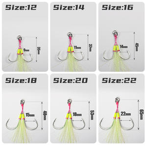 Anzuelo de pesca de acero de alto carbono Jigging Pro 12 #, 14 #, #16, 18 #,20 #,22 # Plantilla de metal Anzuelo de doble asistencia para anzuelo de pesca de agua salada - Product Image 6