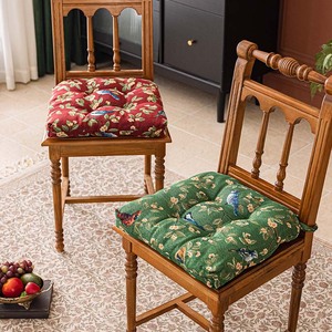 เบาะรองนั่งเก้าอี้ทานข้าวแบบเรโทร ทนทาน ผ้าเชนิลล์ รูปทรงสี่เหลี่ยม ป้องกันการลื่น พร้อมสายรัด ลายดอกไม้ ป้องกันคราบสกปรก งานเย็บอย่างดี - Product Image 2