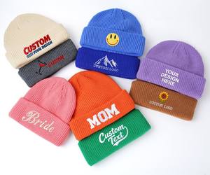 Gorro de Invierno Unisex de Diseño Francés, Tejido Suave, 100% Acrílico, con Grabado Láser a Cuadros/Puntos/Lazos, Personalizado, con Borde Plegado, Cálido - Product Image 1