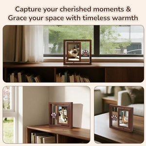 Cornice Portafoto Rotante in Legno a Forma di Zampa per Ricordo di Cani e Gatti Deceduti, Regalo Commemorativo per Animali Domestici, Contiene Foto 10x15 cm - Product Image 5