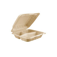 Contenant alimentaire jetable en amidon de maïs biodégradable GZW, 9 pouces, micro-ondable, boîte à clapet à 3 compartiments avec couvercle, pour pizza, restaurant, fête