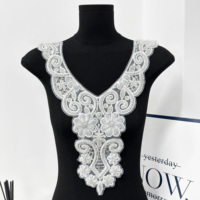 Applique de luxe brodée en maille pour encolure, col fait main, patch de dentelle florale pour robe de mariée, décoration de vêtement