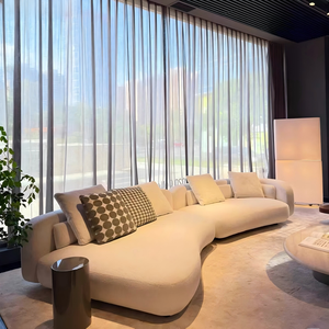 Divano Modulare Curvo Moderno, Dimensioni Personalizzabili, in Tessuto, a Forma di L, per Soggiorno, Appartamento, Hotel, Villa, Arredamento Casa - Product Image 2