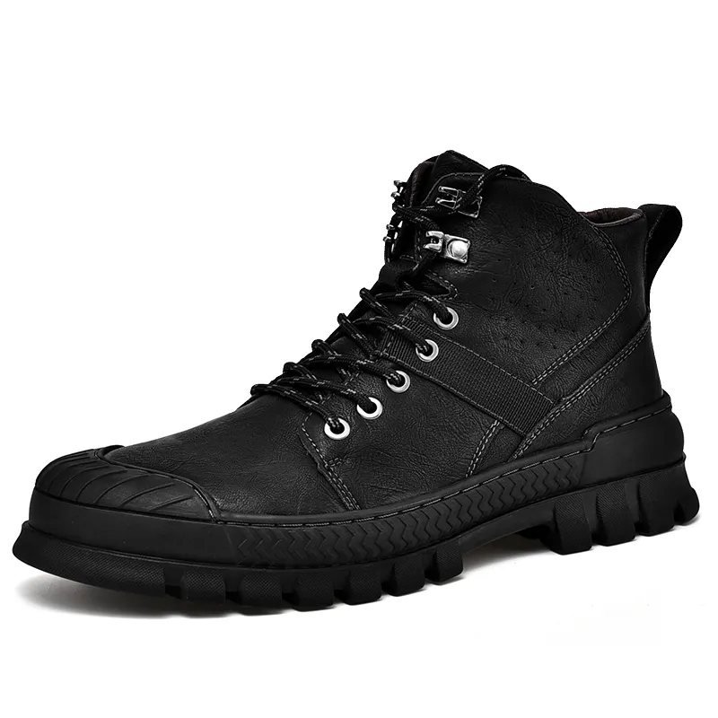 Chaussures de randonnée à lacets en cuir bottes d'extérieur pour hommes chaussures de randonnée imperméables sécurité style décontracté semelle extérieure antidérapante chaussures de randonnée de sport