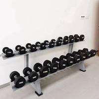 Haltères en caoutchouc à structure solide, haltères de fitness commerciaux CPU, 2,5 kg à 50 kg pour l'entraînement de force quotidien