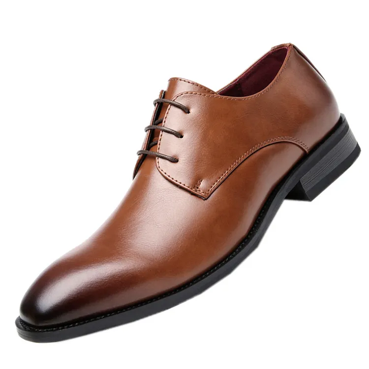 Novos sapatos de couro de negócios simples dos homens vestido casual cavalheiro sapatos masculinos lace-up cor sapatos profissional desgaste cabeça pontuda