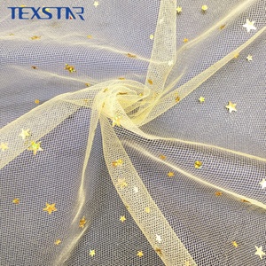 Tissu en tulle à paillettes étoiles et points, en polyester doux et écologique, pour robes de mariée et tutus - Product Image 1