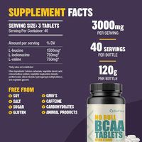 Vente en gros OEM Marque privée Compléments alimentaires de qualité alimentaire pour la récupération musculaire 3000mg de BCAA purs Acides aminés à chaîne ramifiée en comprimés