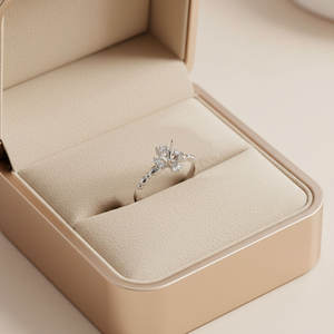 Fournisseur de Hong Kong – Bague de fiançailles solitaire semi-montée en or blanc massif 18 carats avec diamant naturel, design tendance, pour femme, cadeau - Product Image 5