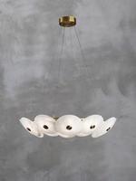 Lustre LED en cuivre massif de luxe léger, marbre espagnol, fils de suspension réglables en forme de ligne de pêche