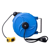 Enrollador de Cable Retráctil Automático AC 110V-240V con Aislamiento de PVC, Múltiples Opciones de Enchufe para Limpieza de Autos, Reparaciones, Taller y Mantenimiento
