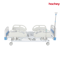Lit électrique compact HOCHEY à trois fonctions, réglable avec poteau IV et barre de sécurité pour clinique, usage domestique et soins aux patients