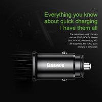 Baseus Square métal A + C 30W PPS chargeur de voiture adaptateur allume-cigare voiture PD prise de charge rapide