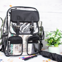 Sac à dos étudiant personnalisé en PVC transparent, tendance, imperméable, avec fermeture éclair pour ordinateur