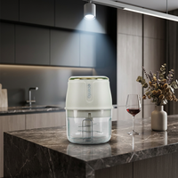 Presse-ail électrique multifonctionnel et coupe-légumes avec 6 lames en acier inoxydable, récipient en verre, personnalisation