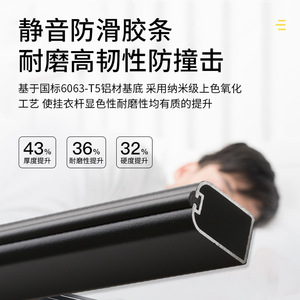 Xiduo Aluminum <b>Wardrobe</b> Rod Black Wall Mount Non-Detachable Drying Rod <b>Hardware</b> Accessory - Product Image 4