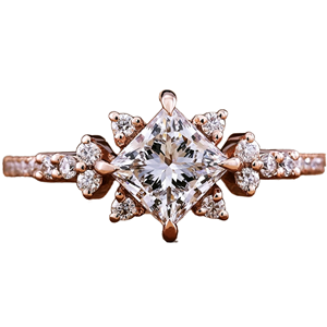 Bague Solitaire Personnalisée en Or avec Moissanite Taille Princesse, Sertissage Étoile, Halo Éclatant, Bijoux Fins, Vente en Gros Fabricant - Product Image 1