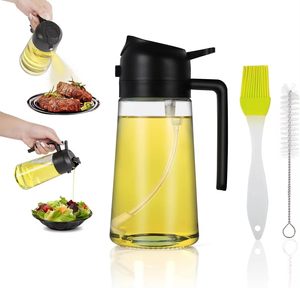 Rociador de Aceite de Oliva Ecológico de Vidrio de 16oz/470ml, Dispensador 2 en 1, Apto para Lavavajillas, para Freidora de Aire, Ensaladas, Barbacoa, Utensilios de Cocina - Product Image 4