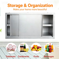 Armoire murale en acier inoxydable de qualité commerciale, double porte coulissante, finition polie, capacité de charge de 300 kg/m, cuisine