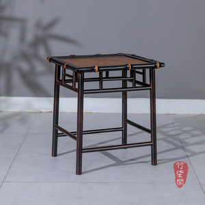 <b>Bamboo</b> Woven Tea <b>Stool</b> Square Chinese Style Lacquered <b>Bamboo</b> Low Seat For Tea Room Study - Product Image 1