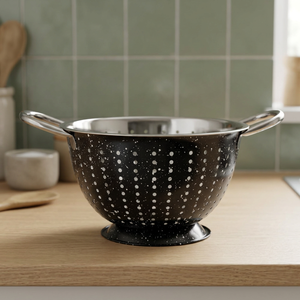 Stainless Steel Colander in Black Color With a Sparkle Effect - Product Image 1