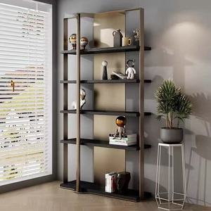 Estantería Moderna Minimalista de Acero Inoxidable Color Oro Champán, 5 Estantes Abiertos, Independiente, con Divisores, Mueble para el Hogar, Duradero - Product Image 1