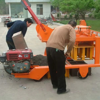 Machine à fabriquer des blocs de béton creux et pleins portative QM4-45 avec moteur diesel 8,5 CV, boîte de vitesses et roulement