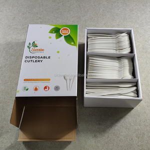 Chất lượng cao dùng một lần 100% phân hủy sinh học bột bắp dao kéo Bộ muỗng + nĩa + Dao Flatware loại - Product Image 6