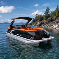 Bateau ponton en aluminium 22 pieds, yacht de sport de luxe haute vitesse, 12 personnes, 3 tubes, arche sportive électrique, homologué CE, remorque, tourisme