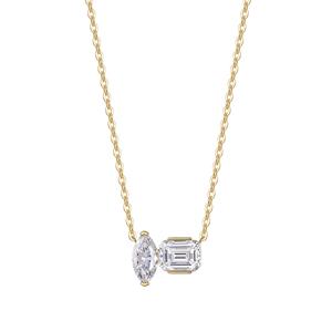 Collana gemella di Moissanite di nuova tendenza da donna a forma di Marquise Gra certificato taglio smeraldo VVS gioielli con diamanti regalo romantico - Product Image 3