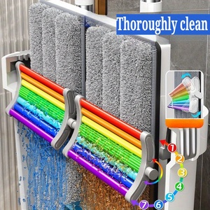 Pour <span class=keywords><strong>JOYBOS</strong></span> Système Balai Laveur Plat Large de 16 Pouces avec Seau et Manche Magique, Outil de Nettoyage de Sol avec Pôle en Acier et Essoreur - Product Image 5