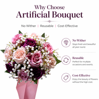 Bouquet de mariée artificiel fait main multicolore avec roses en soie, fleurs artificielles pour mariage en extérieur, décoration de table, décoration de la maison, bouquet de mariée