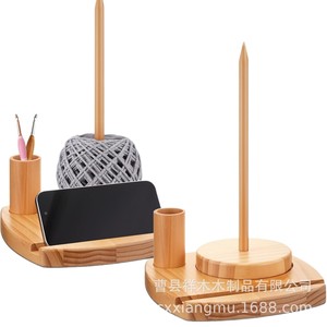 Soporte para bobinas de hilo de madera maciza, herramienta de tejer giratoria ovalada para manualidades de bordado de escritorio - Product Image 5