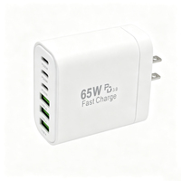 Chargeur multifonctionnel super rapide 65W compatible avec 3 ports USB A et 3 ports USB C, adaptateur de chargeur de téléphone portable