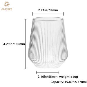 Juego de 2 Copas de Vino sin Tallo para Regalo de San Valentín, Copas de Agua Onduladas Sopladas a Mano, Resistentes al Calor para Café, Leche y Té - Product Image 4