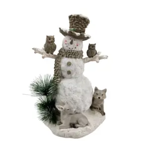 Muñeco <span class=keywords><strong>de</strong></span> Nieve <span class=keywords><strong>de</strong></span> Resina con <span class=keywords><strong>Piñas</strong></span> y Animales del Bosque - Product Image 1