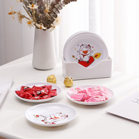 Assiette de service en mélamine multi-usages de 6 pouces, motif dessin animé, pour fruits secs et desserts, vente en gros