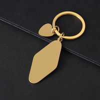 Porte-clés vierge en acier inoxydable finition miroir forme diamant gravure laser impression UV cadeau promotionnel porte-clés métallique vente en gros