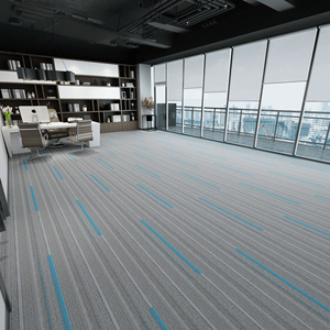 Dalles <span class=keywords><strong>de</strong></span> <span class=keywords><strong>moquette</strong></span> modulaires modernes en nylon à boucles, motif lignes, avec base en PVC résistante à l'usure pour bureaux et sols domestiques - Product Image 6