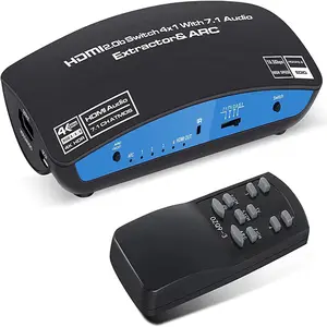 4K HDMI Switch 4port 4 In 1 Out HDMI2.0b Switch 4x1 with 7.1 Audio Extractor with HDMI Atmos 7.1CH/ Optical 5.1CH/3.5mm