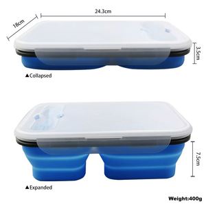 Eco-Friendly Silicone Bento Lunch <b>Box</b> Collapsible and Multi-Use Microwave Dishwasher Freezer Safe Food <b>Container</b> - Product Image 2