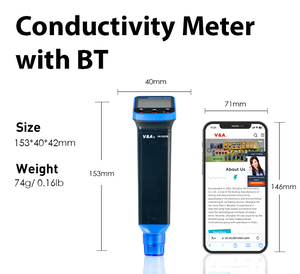 جهاز قياس التوصيل الرقمي VA1022B لقياس المواد الصلبة الذائبة الكلية والملوحة ودرجة الحرارة، يستخدم على نطاق واسع لاسلكيًا لاختبار جودة المياه مع تقنية البلوتوث - Product Image 3