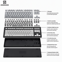 Clavier mécanique Zornher CG870 Polar Shadow 88 touches rétroéclairé RGB, tri-mode silencieux, sans fil, pour PC