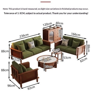 Ensemble de canapés en bois massif et éponge, style médiéval, design européen et américain, amovible et lavable, pour salon, petite salle de sport, entrepôt - Product Image 5