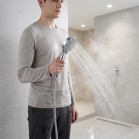 Pommeau de Douche Portable ABS Écologique à 3 Jets Haute Pression, Économiseur d'Eau, Style Moderne, avec Douchette à Main pour Hôtels et Salles de Bain