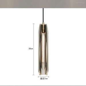 Lustre long moderne et simple en forme d'ovale pour escalier, chambre à coucher, villa, salle à manger en verre, installation artistique pour restaurant - Product Image 5