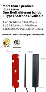 Antena de Parche de Bajo Perfil con Cable Extendido de Montaje Adhesivo de Frecuencia Personalizable, 4G LTE, 5G NR, WiFi Dual de 2.4GHz y 5.8GHz - Product Image 3