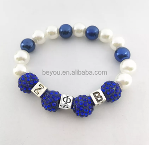 Nouveau Design Lettre Grecque Société ZOB Sororité Pendentif Bracelet De Perles À La Main - Product Image 1