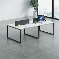 Meubles de bureau modernes, cadre en métal, bureau en stratifié double face, poste de travail informatique pour 4 personnes, bureau de bureau avec armoire